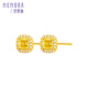 Shipulin K gold earrings, sugar cube yellow 18K gold earrings, self-worn as a Chinese Valentine's Day gift for girlfriend, 18K gold + zircon