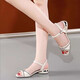 JOSINY 2025 new true soft leather sandals for women's flat shoes rhinestone flat heel fish mouth shoes one-button summer black 34