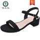 Woodpecker sandals for women 2025 new summer versatile mid-heel thick heels one-length high heels women's outer wear skirt black - heel height 6 cm 698-6 37