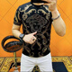 
YOUNG VERSACE new style 3883 summer light luxury European fashion men's beauty head iron diamond gold short-sleeved T-shirt trendy casual black European short-sleeved L (100-120Jin[Jin equals 0.5 kg])