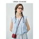
VEGA CHANG [Single-piece necklace] shirt for women 2025 new summer flying sleeve hollow lace-up sweet sleeveless shirt shell white (shirt) M
