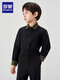Luo Meng children's black shirt and black trousers boys' performance clothing chorus suit summer embroidered black shirt and trousers two-piece set long-sleeved embroidered black shirt + black trousers 130 cm