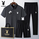 Playboy (PLAYBOY) dad summer suit for middle-aged and elderly casual ice silk POLO. shirt short-sleeved T-shirt 40-60 years old clothes Medium gray 6629 [shorts] suit M wear 95-110Jin [Jin equals 0.5 kg]