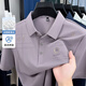 Lanrenfang luxury mulberry seiden kurzärmelig t-Shirt Herren 2025 Sommer Revers Polo-Hemd coole Geschäfte Casual halbärmelige Top 2677 Navy Blue 2xl Empfohlenes Gewicht 148-165 Jin [Jin gleich 0,5 kg]