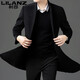 Lilan Men's Goose Down Liner Double-sided Cashmere Coat Men's Medium Long Stand Collar Wool Woolen Coat Thickened Black/Removable Goose Down Liner 3XL 190 Recommended 165-180 Jin Jin equals 0.5 kg