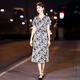 Homesee overseas light luxury high-end dress printed silk dress for women short-sleeved mid-length version temperament waist-hugging mulberry silk skirt picture color 2XL 121-130Jin [Jin equals 0.5 kg]