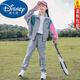 Disney (Disney) Girls Suit Autumn Children's Long-Sleeved Jacket + Casual Pants Two-piece Set for Older Children New Little Girl Suit Smiley Contrast Color Suit - Gray 130cm
