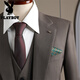 Playboy Suit Men's 2025 Winter Thick Business Professional Formal Wear British Fashion Groom Wedding Suit High-end Tea Gray Three-piece Suit L 50
