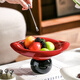 Shimmer fruit plate, high-end living room, household fruit plate, coffee table, snack display plate, high foot plate, snack plate, dry fruit plate, lotus leaf fruit plate, black background and red leaves