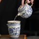 
Sanqihuru kiln tea set 2024 new household tea brewing device light luxury kung fu tea cup cover bowl gift box 9272 Ru kiln teapot + cover bowl Jiangshan---Gift box