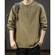 2025 Neue Herren Spring Trendy Marke Retro Henry Hals Langarmed T-Shirt Casual Sweatshirt Neues chinesisches dünnes Basishemdkohlkohlegrau XL Geeignetes Gewicht 145-160jin [Jin ist 0,5 kg]