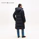 Tommy Hilfiger Water-Repellent Autumn and Winter Women's Travel Quilted 90-Fleece Long Hooded Warm Down Jacket