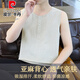 皮尔卡丹亚麻背心男夏季薄款圆领纯色透气凉感棉麻无袖t恤修身休闲马甲男 9896黑色 L 110-130斤