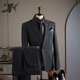 DK high-end men's one-button suit suit men's striped jacket casual business formal dress suit two-piece set one-button dark gray (suit + trousers) 2XL 54 (138-150Jin Jin equals 0.5 kg)