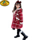 G.DUCKKIDS Koreanische Version 2025 neue Mädchen Winterkleidung verdickter Samt Wollsamtmantel mittellanger karierter Mantel im koreanischen Stil schwarz 170 cm