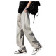 Pantalon occasionnel du pic pour hommes 2025 Tendance d'été Ice Silk pantalon droit lâche pour hommes adolescents drapage polyvalent pantalon haut de gamme pour hommes 6636 gris + 6636 Green militaire L recommandé 110-130jin [Jin équivaut à 0,5 kg]