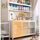 Smart Father steel storage cabinet baby feeding table baby supplies storage cabinet floor-standing multi-layer large-capacity toy storage rack pearl white-5 layers high 157cm long 80 wide 42cm free wheel