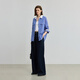 LILY2025 autumn new style classic pinstripe contrasting lapel loose casual relaxed blue shirt jacket for women 401 blue M