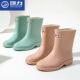 
Huili rain boots women's rain boots water shoes women's 2025 new fashion waterproof non-slip wear-resistant rubber shoes women's mid-tube cover shoes khaki 36