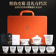 Not clumsy Shan Lihua Chinese white mutton fat jade porcelain tea set complete set of high-end business gifts exquisite birthday gifts Zhaoxia 16 pieces