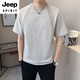 JEEP SPIRIT棉麻男士短袖t恤夏季新款2025设计感休闲圆领潮流百搭亚麻t恤衫男 9866绿色 2XL