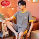 
Langsha casual cotton pajamas men's summer short-sleeved shorts for youth Korean style loose home clothes middle-aged thin large-size suit H9928 (short-sleeved shorts) L (recommended 100-125 Jin [Jin equals 0.5 kg])