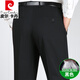皮尔卡丹（pierre cardin）高档桑蚕丝夏季薄款条纹西裤男士直筒宽松中老年休闲免烫西装裤子 【高档桑蚕丝】9209雅灰暗条 36 (2尺9)