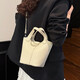 Korean new handbag food basket simple and versatile women's bag temperament and fashionable one-shoulder crossbody bucket bag rice white