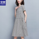 罗蒙（ROMON）棉条纹仿麻连衣裙女夏2025新款 宽松显瘦a字裙系带休闲中长裙子 粉色 M 85-100