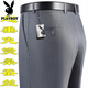 Playboy high-end mulberry silk drooping anti-wrinkle men's trousers in summer thin middle-aged high-waist loose straight-leg professional pants T9906 blue-gray fine thin 42 waist circumference 3 feet 1