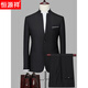 Hengyuanxiang 2025 Chinese Stand Collar Suit Men's Mao Suit Men's Wedding Youth Casual Suit Jacket Chinese Top Black-Top+Shirt+*Pants 2XL