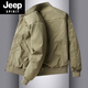 Jeep Spirit Spring- und Herbst-Herrenjacke American Casual Workwear Militärjacke Fliegere Baseball-Kragen mittleren Alters Kleidung Khaki (hinzugefügte Baumwollstil) Jeep9226a m