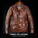 PJL men's Japanese retro aged oil wax horsehide heavy washed dispatcher leather jacket leather coat horsehide dispatcher dark brown M (135Jin Jin is equal to 0.5 kg or less)