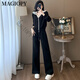 Magiopy International Luxury Brand haut de gamme Light French French Casual Fashion Suite pour femmes 2025 Spring Fashionable Age-Reducing Black Jacket Black Two-Piece Set XL (121-130Jin [Jin est égal à 0,5 kg]))