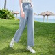 
Baitu betu women's clothing 2025 summer new denim wide-leg pants Tens Lacele nine-point straight pants women 2506T36 denim color M