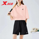 XTEP (XTEP) sports suit for women's summer polo shirt short-sleeved shorts 2025 new breathable solid color quick-drying couple casual clothes Lotus pink suit (pocket zipper) same style for men and women, size larger size S (same style for men and women)