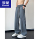 
ROMON men's pants summer thin mesh breathable straight ice silk pants for boys gray American quick-drying pants casual trousers 6636 black + 6636 military green M