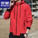Romon Spring Jacket Herren neuer Frühling und Herbst mit Kapuze mit Kapuzendünner jugendlicher Jacken kurzer Farbjacke K12131 Black M [Empfohlen 100-110jin [Jin gleich 0,5 kg]]]