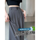 
Cantu Bingsi Suit Casual Pants for Women in Summer High Waist Loose Pressed Pleated Dangling Narrow Version Double Breaked Wide Leg Straight Trousers Black L [Suggested 110-120Jin [Jin equals 0.5 kg]]