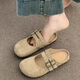LEKALI BUCKEN SHOUS und halbe Hausschuhe für Frauen mit 2025 Sommer neuer französischer Retro Mary Jane Single Schuhe Kapricot Farbe 37
