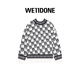We11done neutrale Männer und Frauen gleicher Stil 22 Herbst- und Winter Neue Produktbrief Logo Druck warm loser runder Nackenpullover offizielles Flaggschiff Schwarz S