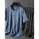 Langsha Pajamas Men's Men's Summer d'âge moyen d'âge moyen à manches courtes mince Été Cool grande taille style masculin peut porter des vêtements à la maison Suit 9906 Gris-bleu [short à manches + shorts] Suit 2xl [120-135Jin [Jin est égal à 0,5 kg]]]