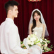 Lan Shu veil bride's main wedding dress, marriage marriage certificate, proposal and engagement super fairy high-end puff headdress photography studio photo props, plain yarn pearl veil 70cm [hair combing]
