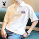 Playboy (Playboy) American Retro Herren-Polo-Hemd kurzärmelig lose, vielseitiges Lapel-T-Shirt 2025 Sommer Pure Baumwoll halbärmelte Top [3895-Wasp] White M 85-110jin [Jin gleich 0,5 kg]