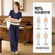 
La Chapelle 2025 new summer fashion denim wide-leg pants suit for women summer short-sleeved casual fashionable two-piece set for women blue L (recommended 105~115Jin [Jin equals 0.5 kg])