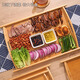 Shenglaifu Tray Bamboo Wooden Rectangular Dinner Plate Dish Plate Hotel BBQ Oil Paper Liner Household Commercial Bin-Ear Plate Dinner Plate Large-Double-Ear Tray 38*26*4.4cm No Specifications