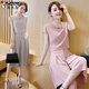 Woodpecker (TUCANO) 2025 spring and summer short-sleeved two-piece set Korean casual slim and versatile chiffon women's wide-leg pants T-shirt shorts gray M