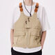 Hong Kong style brand dual-purpose crossbody bag personalized functional vest bag multi-pocket large-capacity variable backpack vest khaki L (suitable for height 175*180cm)