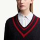 Moncler Frauen mit V -Ausck -Baumwoll- und Wolle -Mischpullover - Marine Blue S