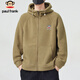 Paul Frank Jacket Men's Autumn and Winter Trendy Double-sided Velvet Hooded Jacket Men's Polar Fleece Warm Men's Khaki XL